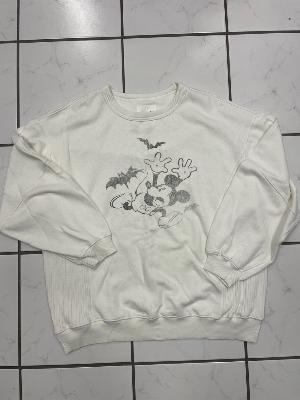 NWT Aerie Women’s Sm Mickey Mouse Halloween Bat Oversized Crewneck Sweatshirt